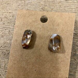 Earth-Tone Raw Cut Agate Earrings